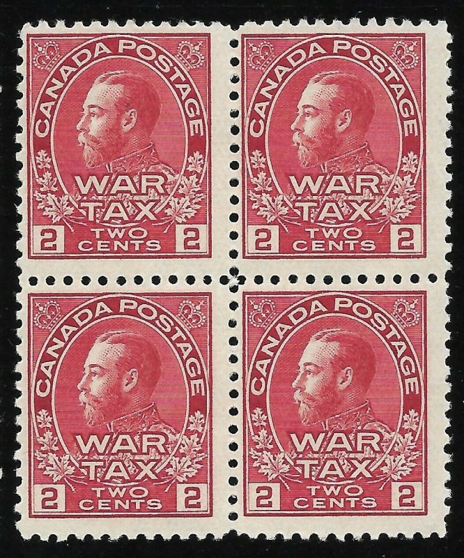 Doyle's_Stamps: MNH 1915 Canadian War Tax Blocks, Scott #MR1** & #MR2**, cv $520