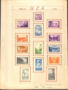 United States Postage Stamp, #756-771 Mint Set, 1935 National Parks 2 pgs (BC)