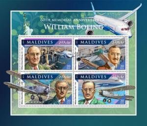 Maldive Islands 2016 AIRCRAFT WILLIAM BOEING Memorial Sheet Perforated Mint (NH)