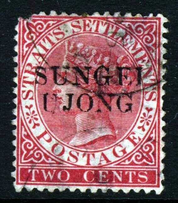 SUNGEI UJONG NEGRI SEMBILAN 1890 Overprint Type 30 on 2c. Bright Rose SG 45 Flaw