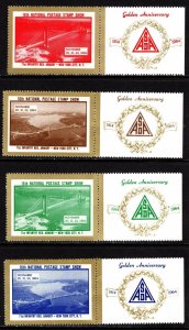 1964 US Poster Stamp ASDA 16th National Postage Stamp Show Sets/4 Colors MNH