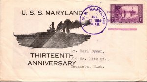 7.21.1934 - 13th Anniversary - USS Maryland - F39678