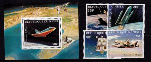 Niger 1981 -  Conquest of Space set + S/Sheet # C305-C309