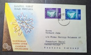 1963 Malaysia First Day Cover FDC Ringlet to Frankfurt am Main Germany