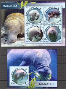 Sierra Leone 2016 Marine Life Dugongs Sheet + S/S MNH