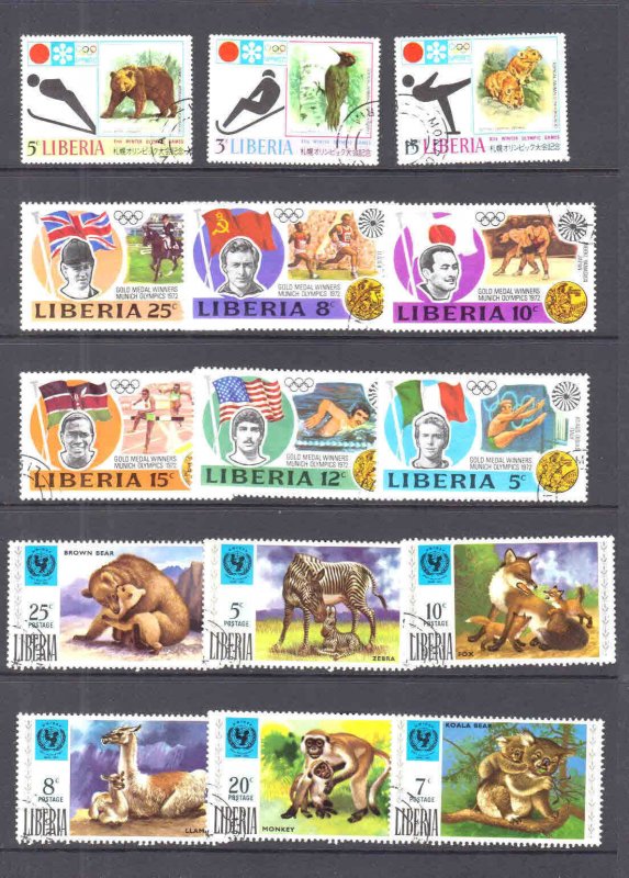 LIBERIA 4 STOCK PAGES COLLECTION LOT UNPICKED UNCHECKED AIRMAIL OFFICIALS MORE