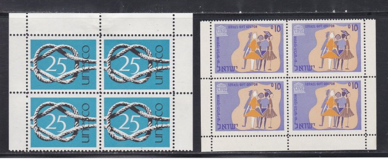 United Nations. - UNESCO Gift Stamps, Blocks of Four, Hinged, 5 Different