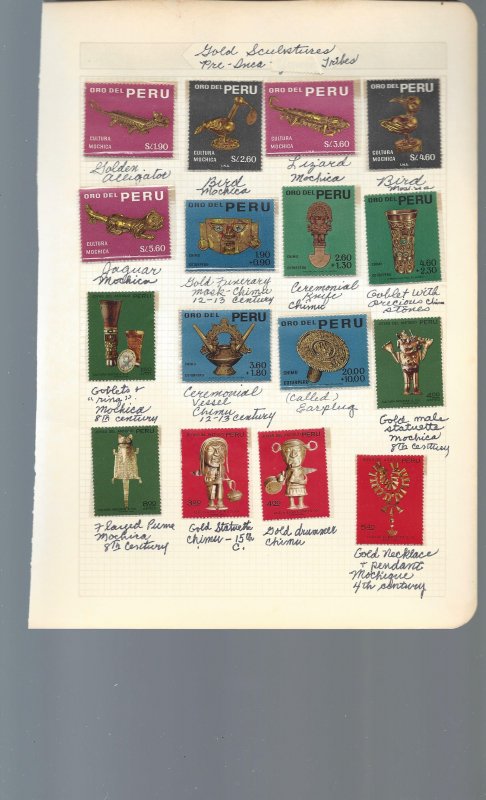 15 Quadrille Pages containing MOGNH stamps from Peru