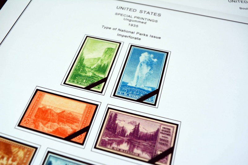 COLOR PRINTED U.S.A. 1920-1965 STAMP ALBUM PAGES (66 illustrated pages)