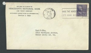 1951 Dayton OH Mercants Natl Bank W/Prexy #842 3c Coil