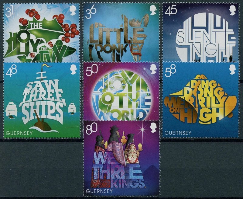 Guernsey 2010 MNH Christmas Stamps Christmas Carols Silent Night 7v Set 