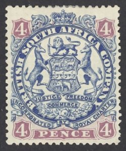 Rhodesia Sc# 30 MH 1896 4p Coat of Arms