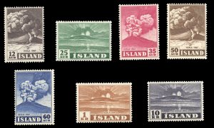 Iceland #246-252 Cat$85.25, 1948 Hecla Volcano, complete set, never hinged