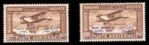 Egypt #C3-4 Cat$180, 1931 Zeppelin, set of two, hinged