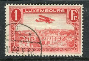 LUXEMBOURG; 1931 early AIRMAIL issue fine used 1Fr. value