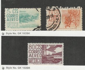 Mexico, Postage Stamp, #C208-C209 Used, C220F Mint NH, 1953-60 Airmail