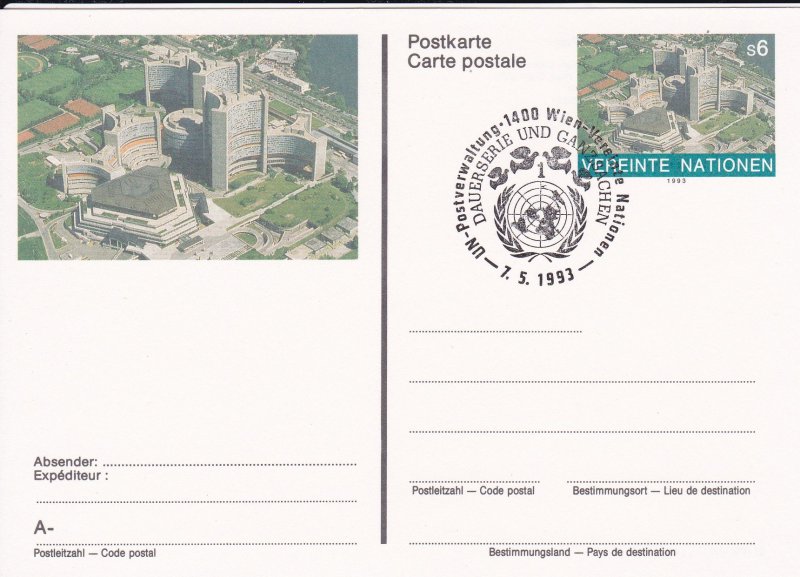 United Nations - Vienna # UX7, Postal Card, First Day Cancel, 1/2 Cat.