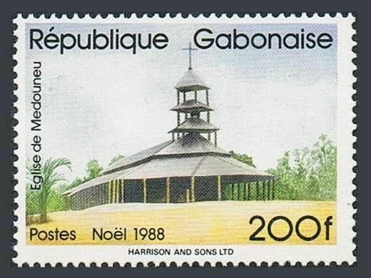 Gabon 653,MNH.Michel 1026. Christmas 1988.Medouneu Church.