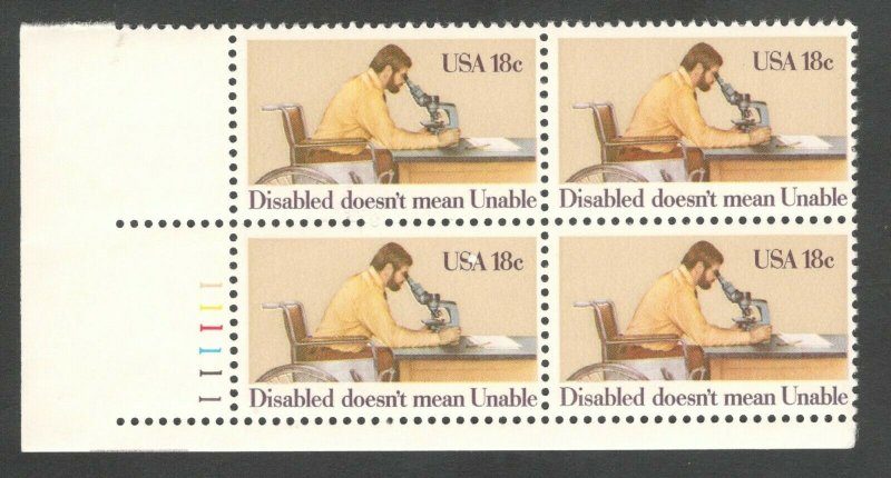 1925 International Year Of The Disabled Plate Block Mint/nh (Free Shipping)