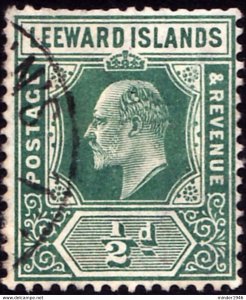 LEEWARD ISLANDS 1907 KEDVII ½d Dull Green SG36 Used