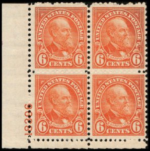 US #638 GARFIELD MNH LL PLATE BLOCK #18396