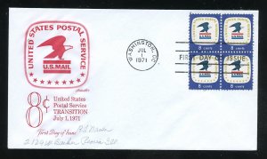 US 1396 8c USPS Emblem Blk  ADDR Artmaster cachet FDC