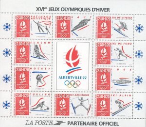 France 1992 MNH Stamps Souvenir Sheet Scott B639 Sport Olympic Games Skiing