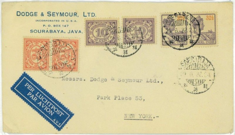 93668 - DUTCH INDIES  - POSTAL HISTORY - Airmail  COVER to USA  1932