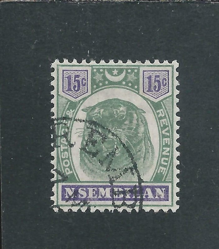 NEGRI SEMBILAN 1895-99 15c GREEN & VIOLET FU SG 11 CAT £90