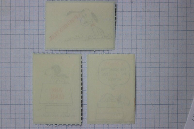 Snoopy airmail etiquette fun mail seal vintage Peanuts cartoon stamp set