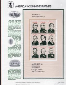 2216-2219 Ameripex 86 Commemorative Panels (4) P.O. Sealed Selling At Face