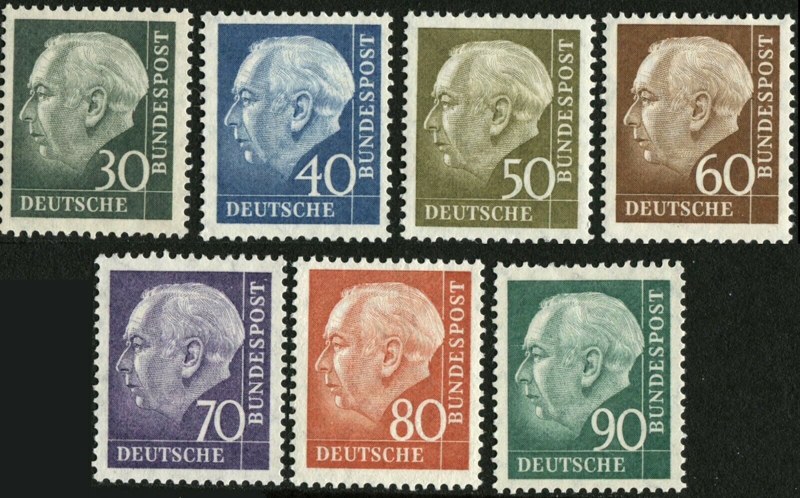 GERMANY 755761 President Theodor Heuss Postage Stamp Collection Mint