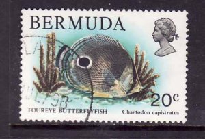 Bermuda-Sc#371- id2-used 20c Butterflyfish-Marine Life-1978-79-