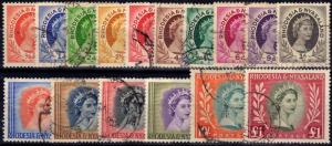 Rhodesia & nyasaland 1954 SET OF 16 sg1-15 très bien utilisé