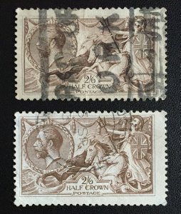 GB 1918 KGV BW SEAHORSES 2/6s shades Used slight faults found SG#413a GB3205