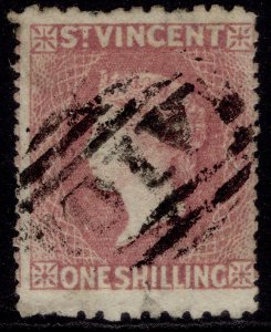 ST. VINCENT QV SG21, 1s claret, FINE USED. Cat £250. 1S CLARET, CHANGED COLOUR