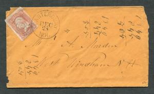 Postal History - Canterbury NH 1865 Black CDS Target Cancel Cover #65 B0231