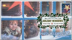 2016, Holiday Windows, Star, Digital Color Postmark, FDC, Christmas, 16-318