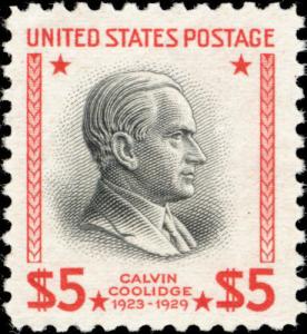 1938 $5 Calvin Coolidge, 30th President Scott 834 Mint F/VF NH