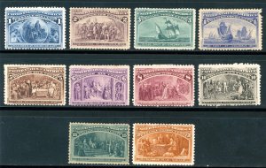 USAstamps Unused US 1893 Columbian Expo Scott 230 -239 OG MHR SCV $797