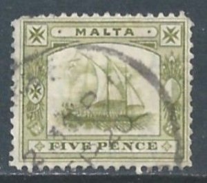 Malta #45 Used 5p Ancient Galley