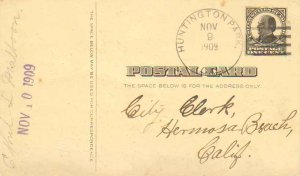 United States California Huntington Park 1909 4a-bar  1906-1914  Postal Card.