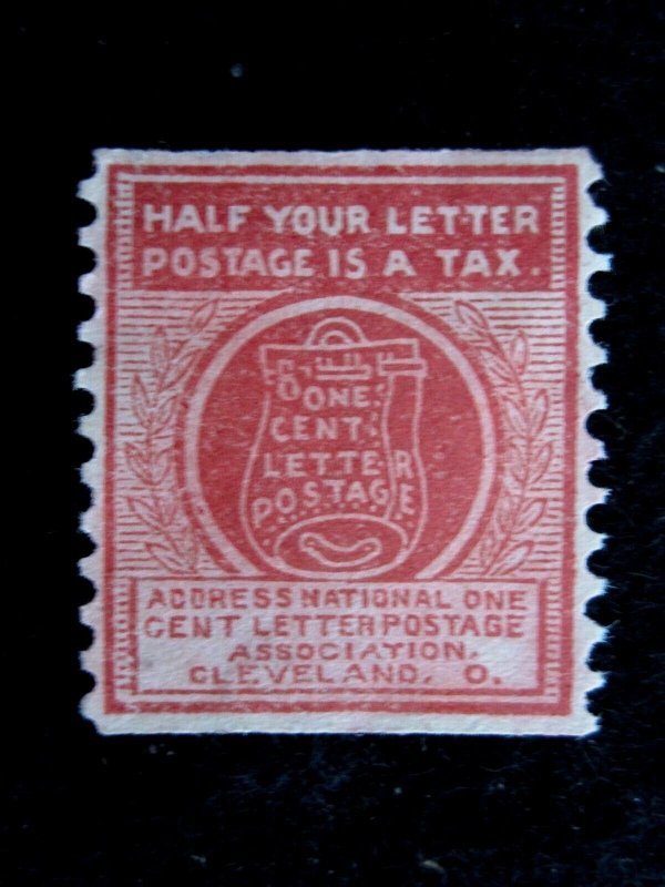 US - PROTEST POSTER STAMP - 'HALF YOU LETTER POSTAGE IS A TAX' 