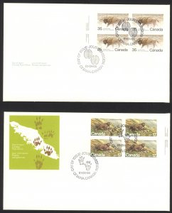 Canada Sc# 883-884 FDC set/2 (inscription blocks) 1981 03.04 Endangered Wildlife