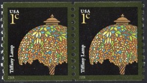 SC#3758A 1¢ Tiffany Lamp Coil Pair (2008) MNH