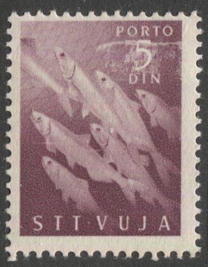 Yugoslavia - Trieste  1950 Sc J10 MLH, Fish, cv $20