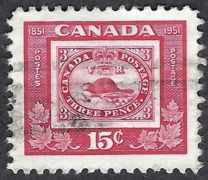 Canada #314 15¢ Three Penny Beaver (1951). Used.