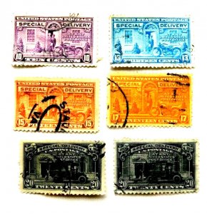 Special Delivery E13-15 & #E17-19 Used/Fine/HR,5 different, 1925//1951