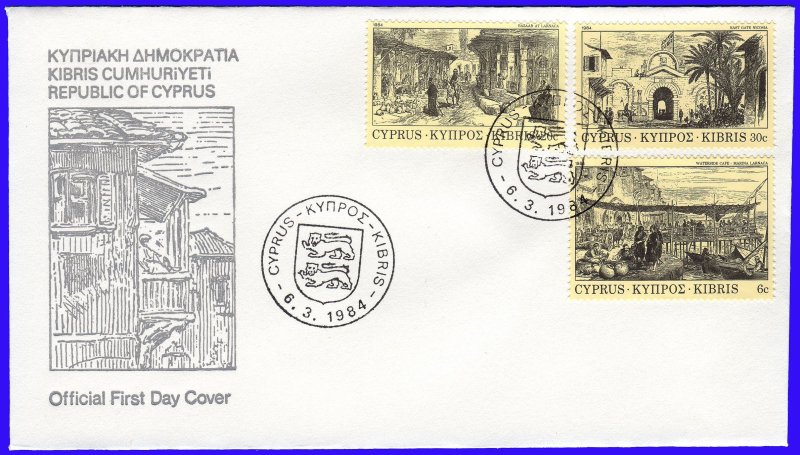 CYPRUS 1984 ENGRAVINGS SET - FIRST DAY COVER FDC