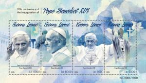 SIERRA LEONE 2015 SHEET POPE BENEDICT XVI POPE FRANCIS srl15607a